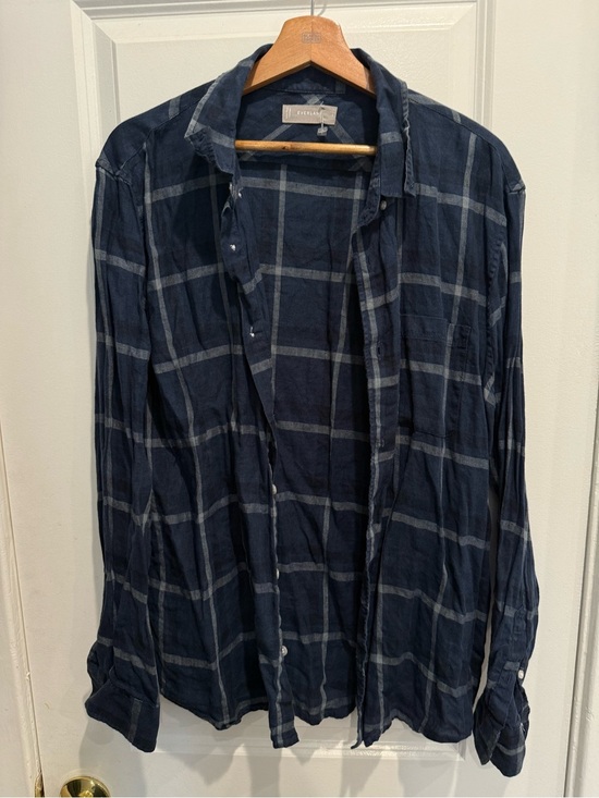 Everlane Other - Everlane Navy Windowpane Plaid Button-Down Shirt